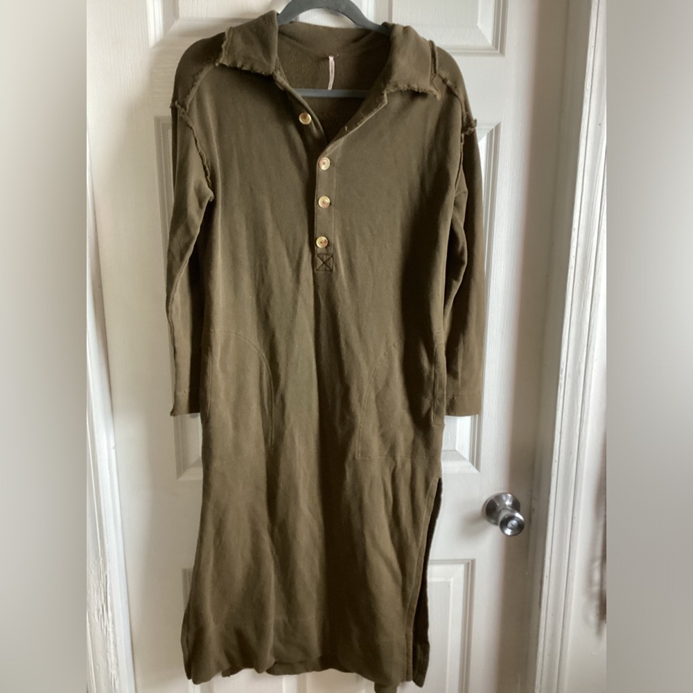 Free People xs long sleeve dress, olive green